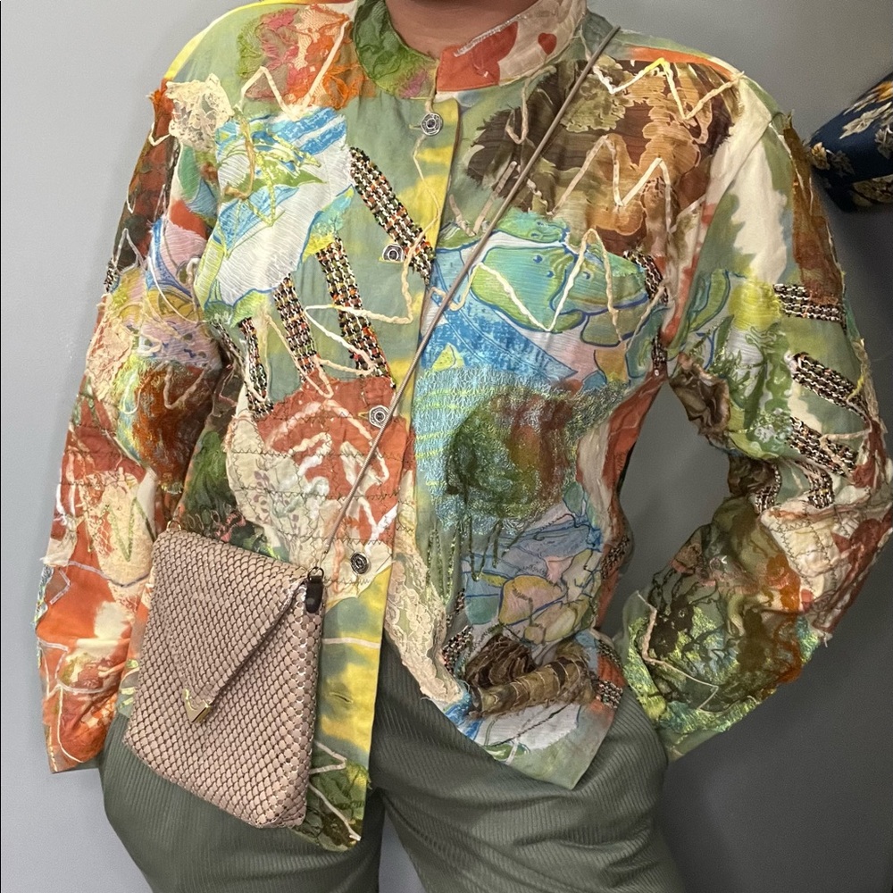 Vintage Chicos Jacket Blouse, Multicolored/Textured